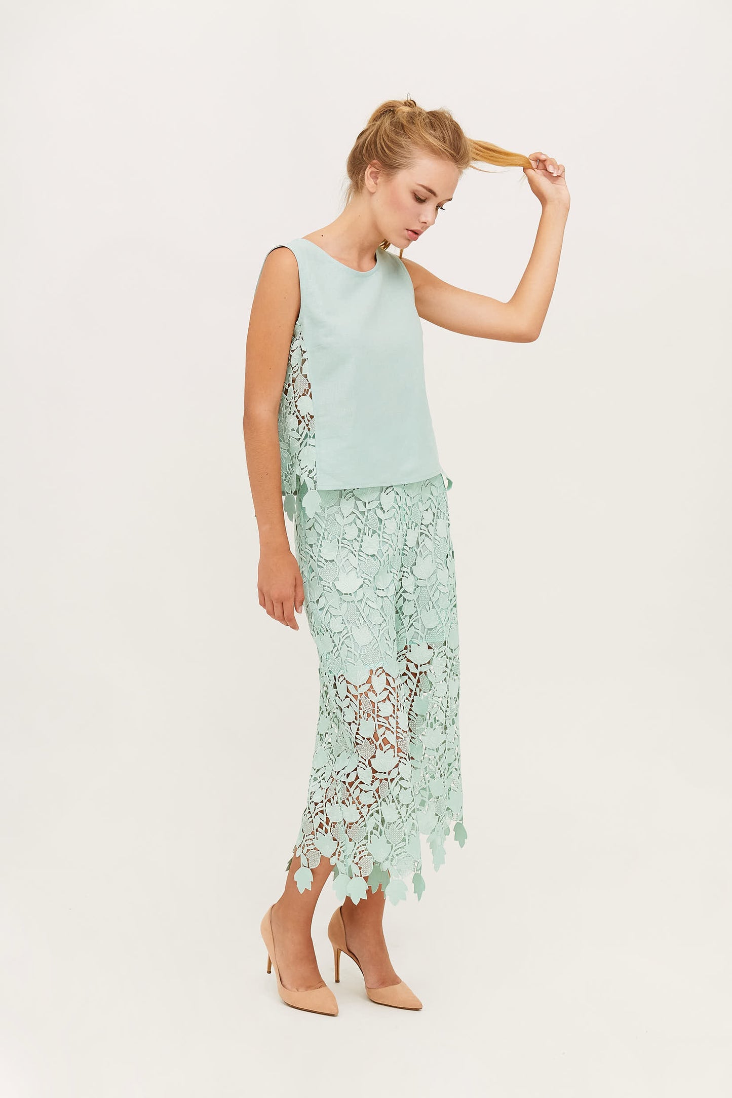 PANTALONES GUIPUR DORSAY VERDE AGUA