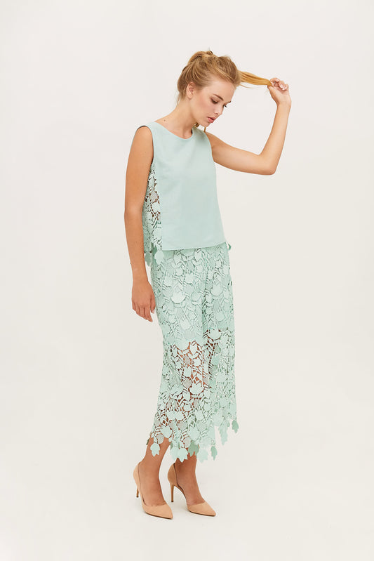 PANTALONES GUIPUR DORSAY VERDE AGUA